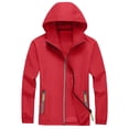 thumbnail image 1 of Dwelliawo Mens Waterproof Rain Jackets Windbreaker Running Waterproof Softshell Jackets Lightweight Cycling Hiking Jacket Hooded Winter Full Zip Coat with Pocket Clearance Red 2XL, 1 of 4