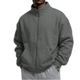 thumbnail image 1 of Dwelliawo Mens Zip Up Sweatshirt No Hood Mock Neck Sweatshirts Men's Fleece Jackets Full Zip Lightweight Jacket Seam Pocket Dark Gray XL, 1 of 6