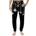 thumbnail image 1 of Dwelliawo Merry Christmas Mens Pajama Pants Loose Fit Elastic Waist Pajama with Pockets Christmas Sleepwear Lounge Pants Snowflake Xmas Snowflake Prints Jogger Pant Black 2XL, 1 of 5
