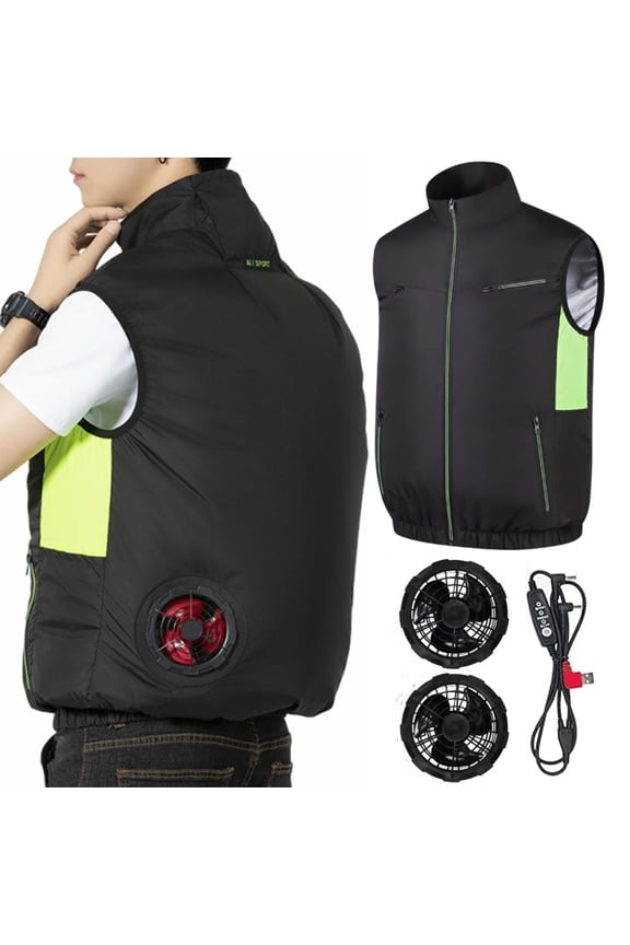 Noraui Storm Fan Jacket for Men - 360° Cooling Vest with Dual Rechargeable Fans, 3-Speed Adjustable for Hot Weather Work Black 2XL