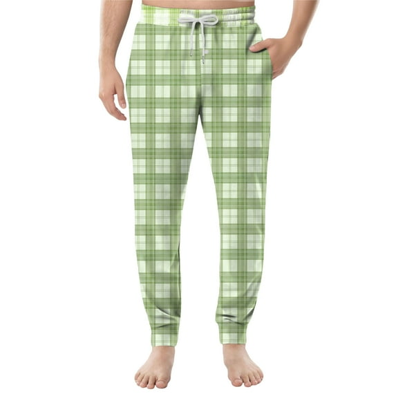 Dwelliawo Pajama Pants Men Loose Fit Elastic Waist Pajama Pants with Pockets Soft Sleepwear Lightweight Pant Bottoms Jogger Sleep Plaid Pants Mint Green XL