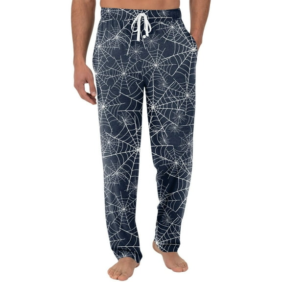 Dwelliawo Pajama Pants Mens Halloween Pumpkin Pants Soft Lounge Pant Loose Fit Separate Bottoms Pajama Pant with Pockets Navy L