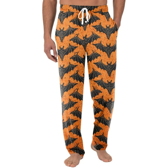 Dwelliawo Pajama Pants for Men Halloween Pumpkins Pants Cute Bottoms Pajama with Pockets Soft Sleep Funny Pant Ginger M