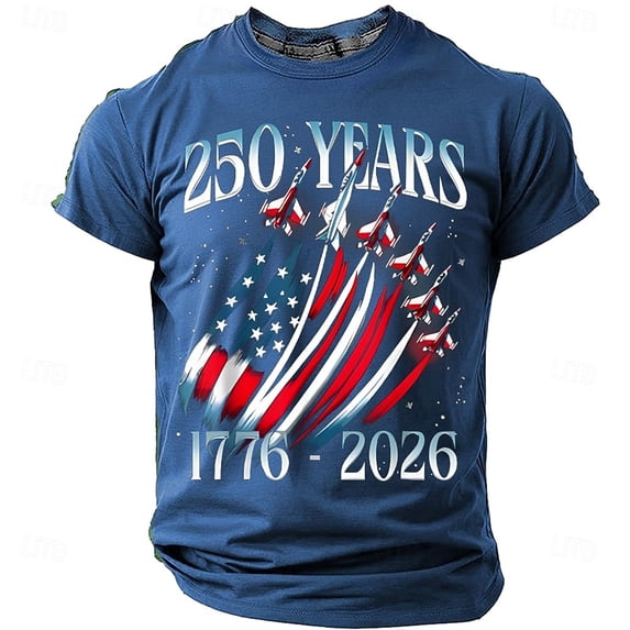 Dwelliawo Patriot We the People T-Shirt Men Crewneck Pullover Sweatshirts American Flag Print 250 Years Of America 2026 Plus Size Tee Short Sleeve Casual Graphic T-Shirt Blue 3XL