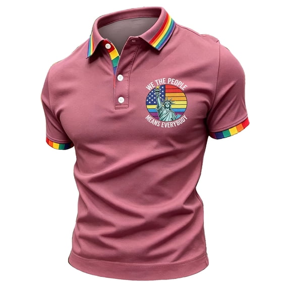 Dwelliawo We the People 250 Years Polo Shirt for Men American Flag 1776 2026 Patriotic Flag Button Down Graphic Tee Shirt Patriotic Casual Camouflage Polo Hot Pink L