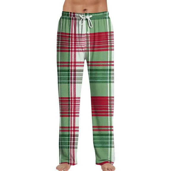 Dwelliawo Plaid Pajama Pants Men 2025 Lounge Wide Leg Plaid Plaid Pj Pants Comfy Matching Pajama Christmas Drawstring Pajama Bottoms Dark Green L