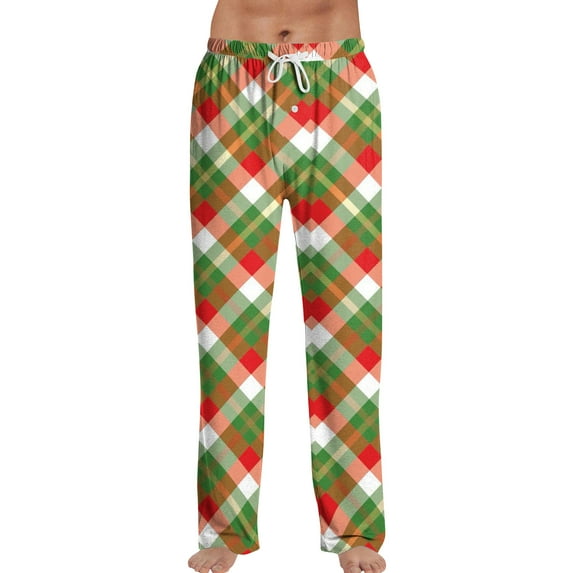 Dwelliawo Plaid Pants Men 2025 Lounge Wide Leg Plaid Cute Pants Soft Comfy Matching Pajama Pants Christmas Drawstring Pajama Bottom Army Green M