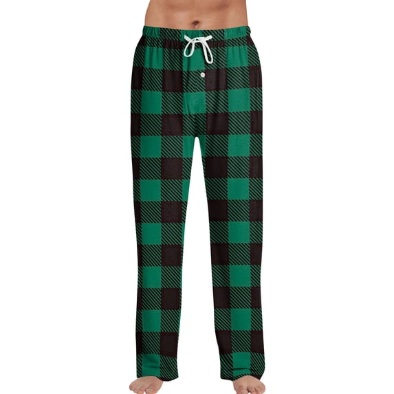 Dwelliawo Plaid Pants Men Wide Leg Casual Comfy Plaid Plaid Pj Pants Fleece Christmas Casual Pajama Pants Baggy Sleep Pj Bottoms Mint Green XL