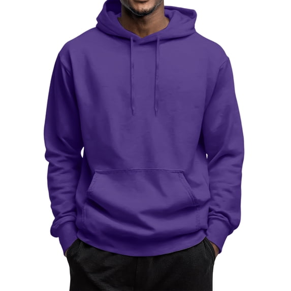 Dwelliawo Purple Hoodies for Men Long Sleeve Hooded Sweatshirts Essentials Oversized Fleece Hoodies with Drawstring Heavyweight Hoodies Pullover L