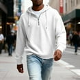 thumbnail image 1 of Dwelliawo Quarter Zip Hoodie Men Long Sleeve Corduroy Knit Drawstring Solid Color Hooded Sweatshirt 1/4 Zip Casual Fall Hoodies Pullover with Pockets White S, 1 of 5