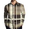 thumbnail image 1 of Dwelliawo Shirt for Men Plaid Flannel Shirt Casual Button Down Shirts Loose Vintage Shirt Autumn Tops with Pocket Light Brown M, 1 of 4