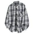 thumbnail image 1 of Dwelliawo Shirt for Men Plaid Flannel Shirts Casual Button Down Shirt Oversized Vintage Jacket Casual Tops with Pocket Black 2XL, 1 of 3