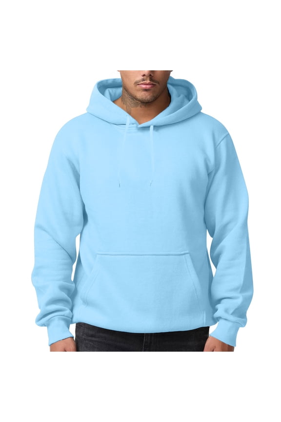 Sky Blue Hoodies for Men Long Sleeve Hooded Sweatshirt Essentials Oversized Fleece Hoodie with Drawstring Lightweight Pullover Hoodies S