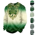 thumbnail image 1 of Dwelliawo St. Patricks Day Shirts for Men Print Long Sleeve Waffle Knit Shirts Loose Fit Saint Patrick's Celtic Cross Flag Irish Clover Graphic T Shirt Crewneck Blouses Dark Green S, 1 of 6