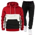 thumbnail image 1 of Dwelliawo Sweat Suits for Men 2 Piece Hoodie and Sweatpants Color Block Fleece Pullover Hoodies Jogging Athletic Pants Set Casual Winter Suit with Pockets Clearance Red L, 1 of 4
