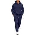 thumbnail image 1 of Dwelliawo Sweat Suits for Men 2 Piece Hoodie and Sweatpants Heavyweight Solid Color Fleece Hoodie Jogging Athletic Pants Set Relaxed Fit Winter Suits with Pockets Navy M, 1 of 6