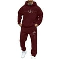 thumbnail image 1 of Dwelliawo Sweat Suits for Men 2 Piece Hoodie and Sweatpants Solid Color Casual Pullover Hoodies Joggers Sport Pants Set Fleece Winter Suits with Pockets Wine 2XL, 1 of 5