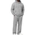 thumbnail image 1 of Dwelliawo Sweat Suits for Men 2 Piece Hoodie and Sweatpants Solid Color Full Zip Casual Hoodie Joggers Sport Pant Set Sweat Fall Suit with Pockets Light Gray L, 1 of 7