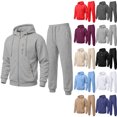 thumbnail image 1 of Dwelliawo Sweat Suits for Men 2 Piece Hoodie and Sweatpants Solid Color Full Zip Sweat Hoodie Jogging Running Pant Set Relaxed Fit Winter Suit with Pockets Beige L, 1 of 8