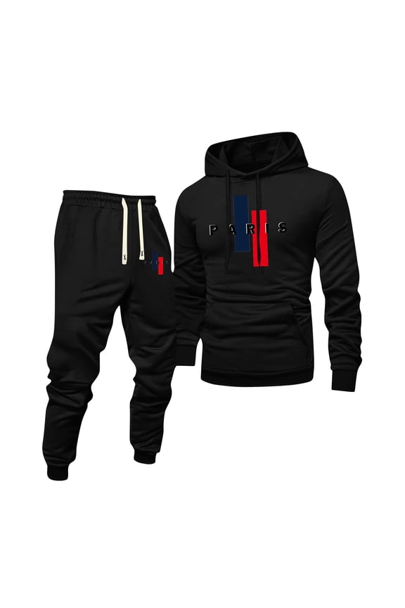 Sweat Suits for Men 2 Piece Hoodie and Sweatpants Solid Color Relaxed Fit Hoodie Jogging Athletic Pant Set Casual Fall Suits with Pockets Black M