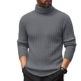 thumbnail image 1 of Dwelliawo Sweaters for Men Long Sleeve Turtleneck Knitted Sweater Casual Basic Pullover Sweaters Thermal Solid Color Winter Fall Tops Dark Gray XL, 1 of 3