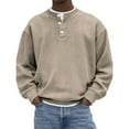 thumbnail image 1 of Dwelliawo Sweatshirts for Men Corduroy Henley Collared Button Down Shirts Ribbed Knit Vintage Shirt Trendy Casual Cloths Tops Khaki XXXL, 1 of 3