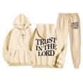 thumbnail image 1 of Dwelliawo Sweatsuits for Men 2 Piece Christian Graphic Casual Hoodie Jogging Sport Pant Set Sweat Fall Suits with Pockets Khaki XL, 1 of 2