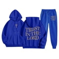 thumbnail image 1 of Dwelliawo Sweatsuits for Men 2 Piece Christian Graphic Sweat Hoodie Joggers Sport Pants Set Relaxed Fit Fall Suits with Pockets Blue L, 1 of 2