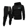 thumbnail image 1 of Dwelliawo Sweatsuits for Men 2 Piece Solid Color Fleece Pullover Hoodies Joggers Running Pants Set Relaxed Fit Winter Suits with Pockets Black M, 1 of 4