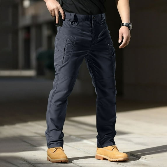 Dwelliawo Tactical Pants for Men Durable Ripstop Hiking Pants Men with Pockets Lightweight Outdoor Water Resistant Cargo Pant Blue 3XL