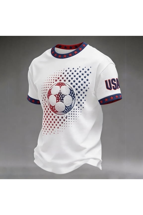 Team USA Fan Soccer T Shirt, Unisex Crew Neck Sports Jersey Lightweight Stretch Sweat Resistant Patriotic Flag Graphic Tee For Running Workout Game Day Outdoor Activities Sky Blue S