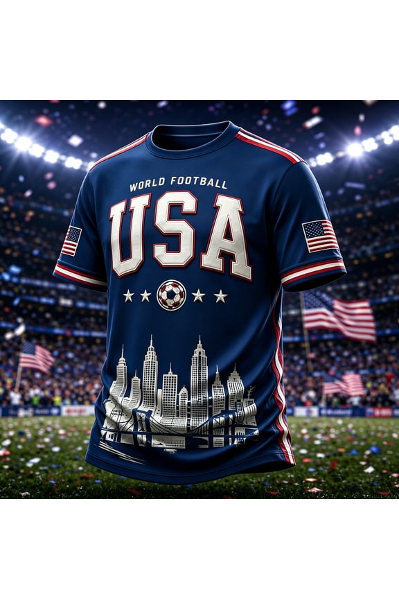USA Soccer Jersey Men Women, USA Jersey Soccer Fan Apparel, American Football Shirt for Stadium Team America Shirt Navy 3xL