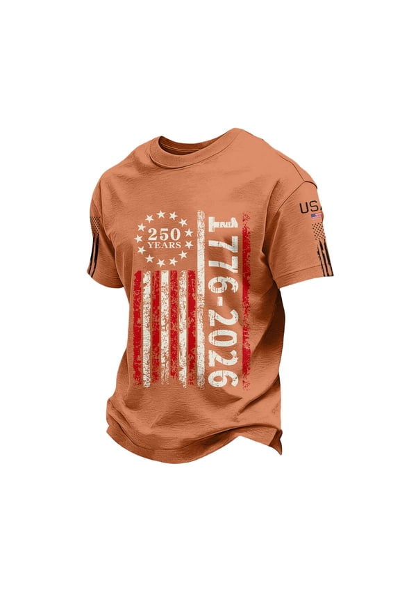 Usa Olympic Apparel 1776-2026 Shirt 250 Anniversary Usa T Shirt Pullover American Flag America Independence T Shirts Saffron L