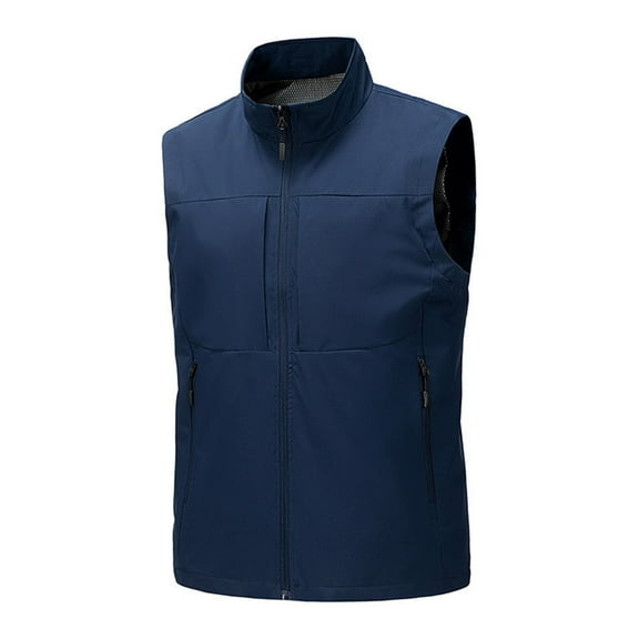 Dwelliawo Vest for Men Cargo Outdoor Vests Multi Pockets Fishing Casual Lightweight Jackets Zip Up Sleeveless Vest Dark Blue M
