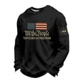 thumbnail image 1 of Dwelliawo Waffle Long Sleeve T Shirt Men Long Sleeve Crewneck Pullover Sweatshirts Patriotic Apparel Usa Plus Size Tee Waffle Casual Printed T-Shirt Black M, 1 of 2
