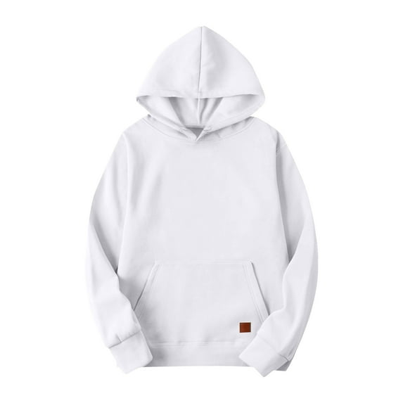 Dwelliawo White Hoodies for Men Long Sleeve Hooded Sweatshirt Lightweight Pullover Hoodies Essentials Oversized Fleece Hoodies with Pocket 3XL