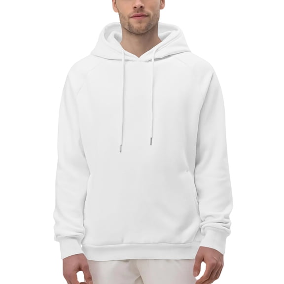 Dwelliawo White Sweatshirts for Men Long Sleeve Hooded Sweatshirts Heavyweight Hoodies Pullover Essentials Oversized Fleece Hoodie with Drawstring 3XL