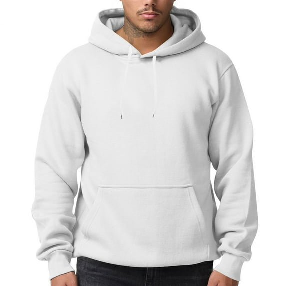 Dwelliawo White Sweatshirts for Men Long Sleeve Hooded Sweatshirts Essentials Casual Fleece Hoodie with Pocket Heavyweight Hoodies Pullover 2xl