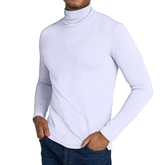 Dwelliawo White Turtle Neck Shirt Men Turtleneck Shirt Long Sleeve Ribbed Sweater Pullover Fall Pullover Knitted Sweaters Casual Slim Fit Sweater XL