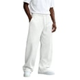 thumbnail image 1 of Dwelliawo Wide Leg Sweatpants for Men Baggy Joggers Drawstring Loose Athletic Trousers Fall Fleece Big and Tall Cotton Sweat Pants with Pockets White M, 1 of 4
