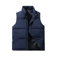 thumbnail image 1 of Dwelliawo Winter Vest for Men Padded Coats Casual Lightweight Puffer Vest Winter Warm Quilted Coat Travel Hiking Stand Collar Jacket Navy 2XL, 1 of 3