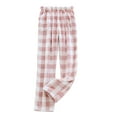 thumbnail image 1 of Dwelliawo Women's Pajama Pants 2025 Lounge Baggy Buffalo Plaid Pj Pants Cotton Comfy Matching Halloween Pj Pants Christmas Drawstring Cute Bottoms Pink XL, 1 of 4
