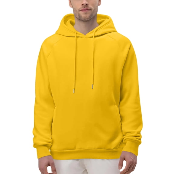 Dwelliawo Yellow Men's Fashion Hoodies & Sweatshirts Long Sleeve Crewneck Sweatshirt Essentials Casual Fleece Hoodies with Drawstring Heavyweight Pullover Hoodies 3XL