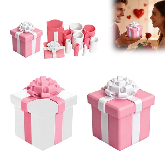 Dwellin Annoying Nested Screw Gift Box 4.69×4.69×4.69In Reusable Puzzle Pranks Gifts Boxes for Birthday Valentines Fun Party(Pink)