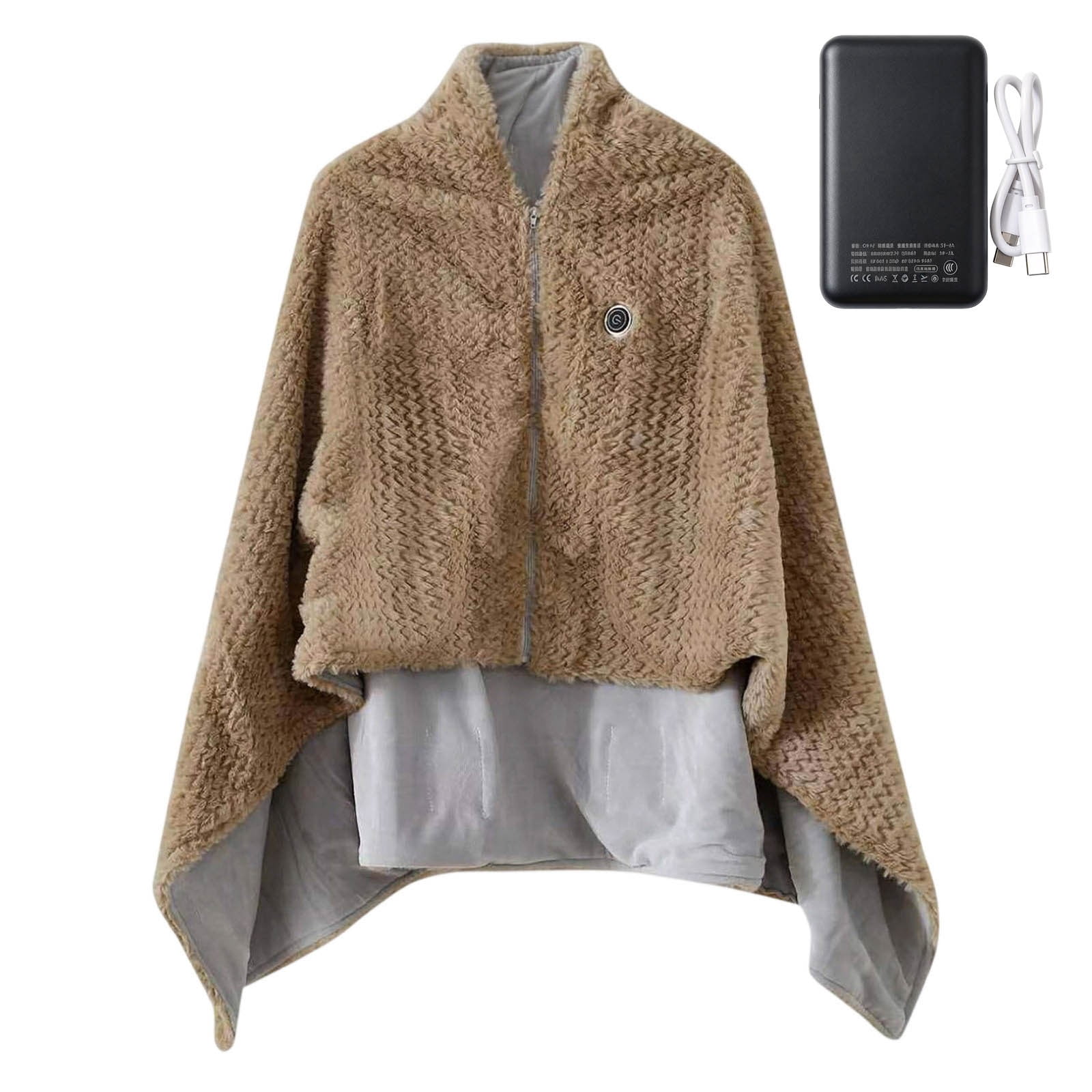 Dwellin Cordless USB Heated Shawl with 10000mAh Power Bank Washable ...