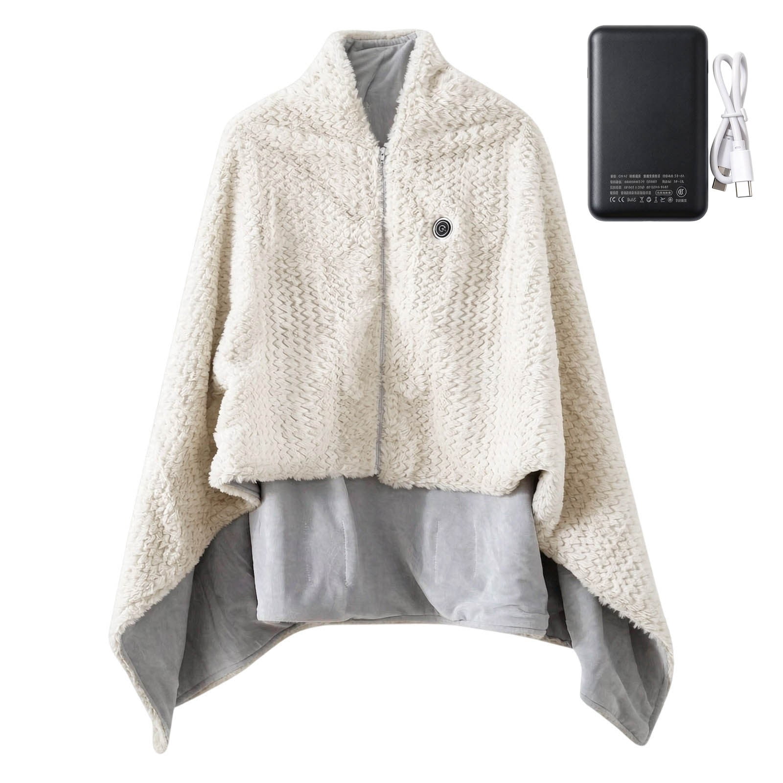 Dwellin Cordless USB Heated Shawl with 10000mAh Power Bank Washable ...
