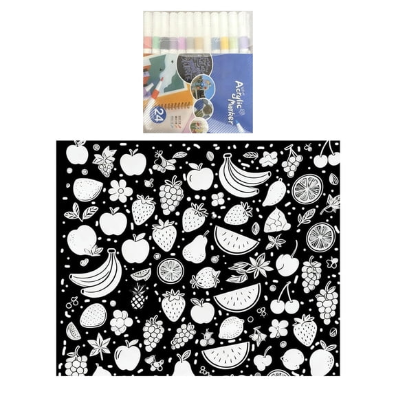 Dwellin DIY Coloring Blanket 51X57 Inch Washable Fleece Throw Kits for Adults Kids 12 Watercolor Pencils Markers Creatived Home Holiday Decor