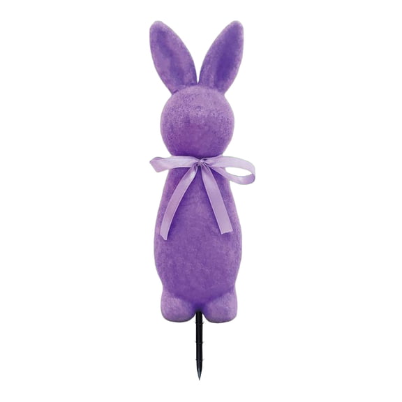 Dwellin Easter Garden Stakes Decorations Bow Tie Rabbit Yard Signs 13.77 Inch Garden Decoration for Courtyard Patio Spring Holiday Outdoor Display Props(Purple)
