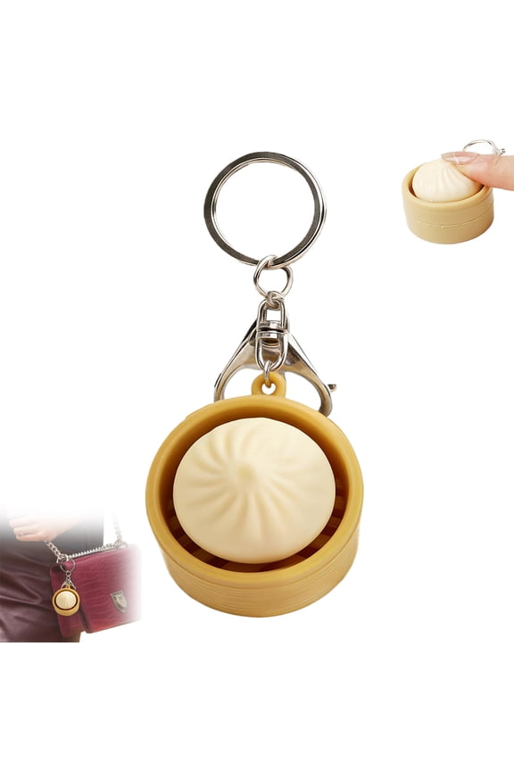 Finger Stress Toys Mini Dumpling Clicky Keychain Fidget Toy Portable Silent Relaxing Pendant for Adults Kids Home School Office