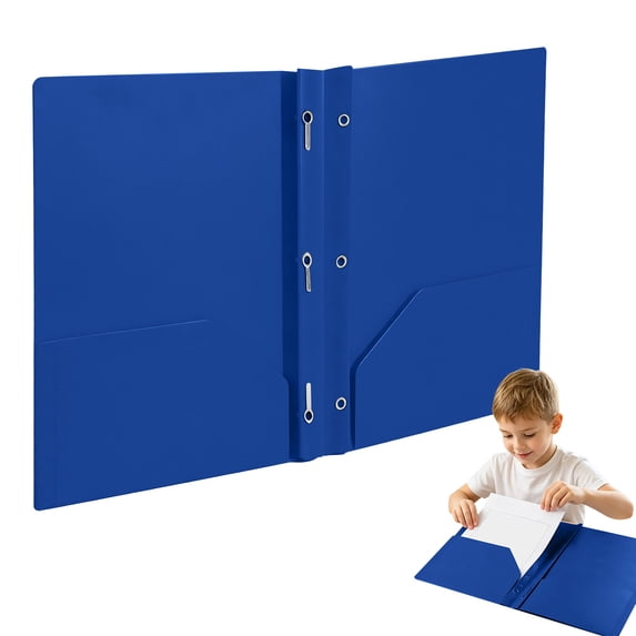 Dwellin Plastic Folders with 3 Prong 2 Pocket Assorted Colors Document Organizer File Folder with Fasteners Two Pockets , 1Pcs Blue